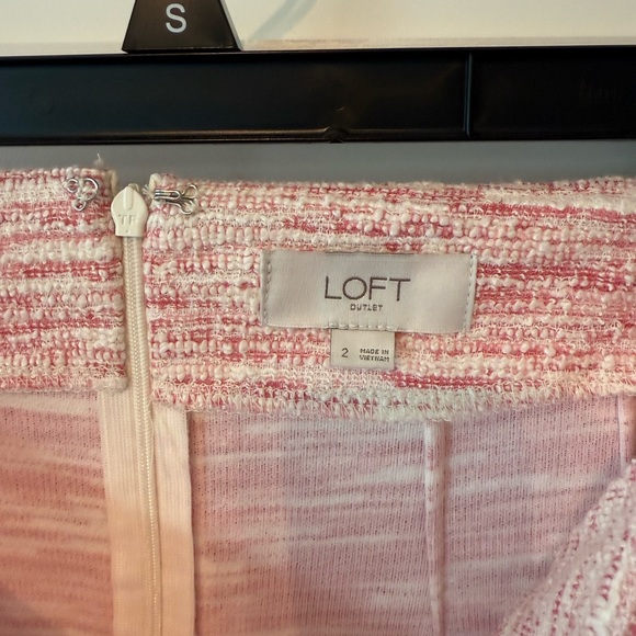 LOFT Pink and White Ribbed Mini Pencil Skirt - Picture 3 of 4